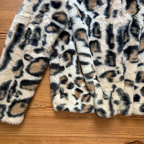 Vero Moda cheetah print faux fur snap winter coat SIZE L - Picture 5 of 6